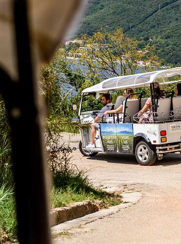 Tuk tuk descending from Gornja Lastva on a Tivat highlight eco friendly tour.